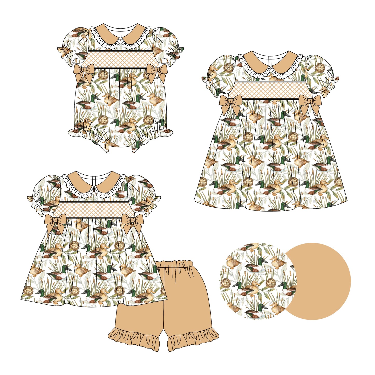 Baby Girl Ducks Bows Sibling Romper Dress Set ( Moq 5 Each Style ) 3.14