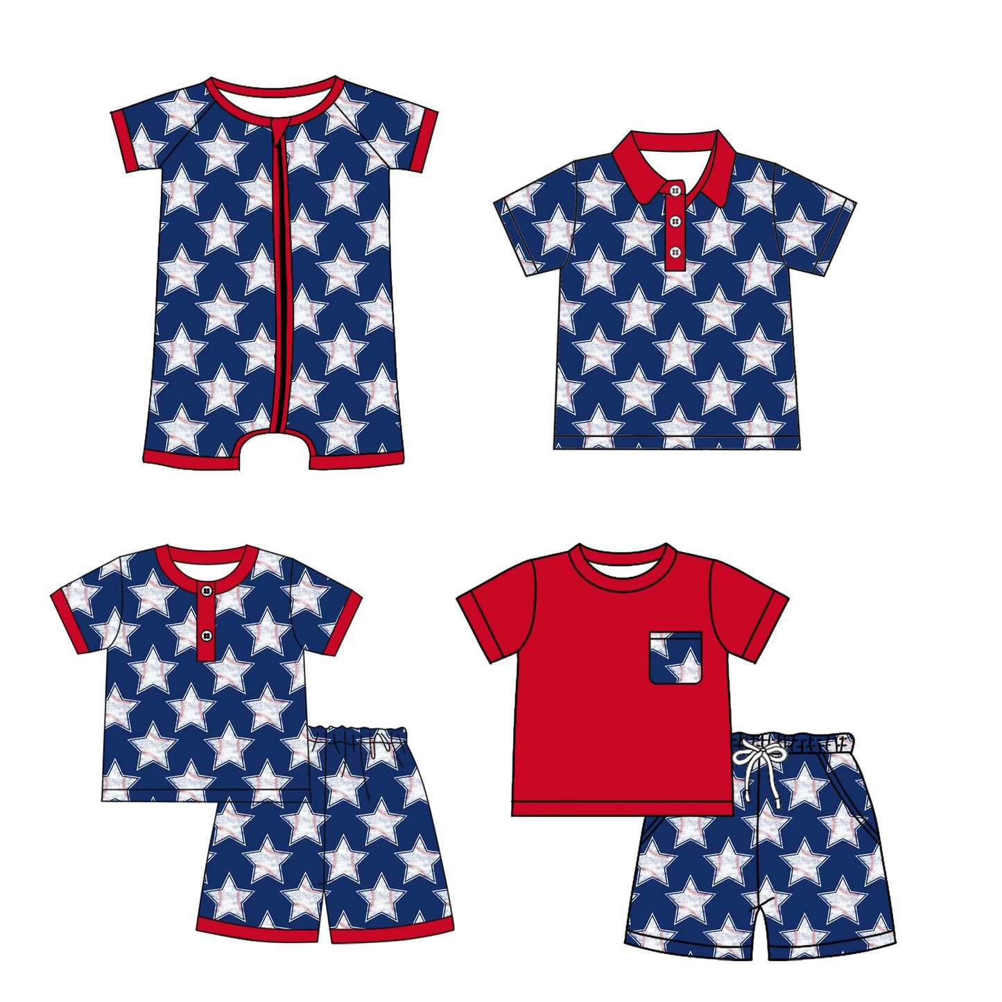Baby Boy Short Sleeves Baseball Stars Sibling Romper Shirt Set ( Moq 5 Each Style ) 4.2