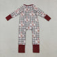 Sibling Girls Kids Long Sleeves turkey Bows Plaid Thanksgiving Zipper Romper Pajamas Clothes Set RTS