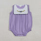 Sibling Baby Girls Kids Sleeveless Mardi Gras Embroidery Bows Purple Romper Dress RTS