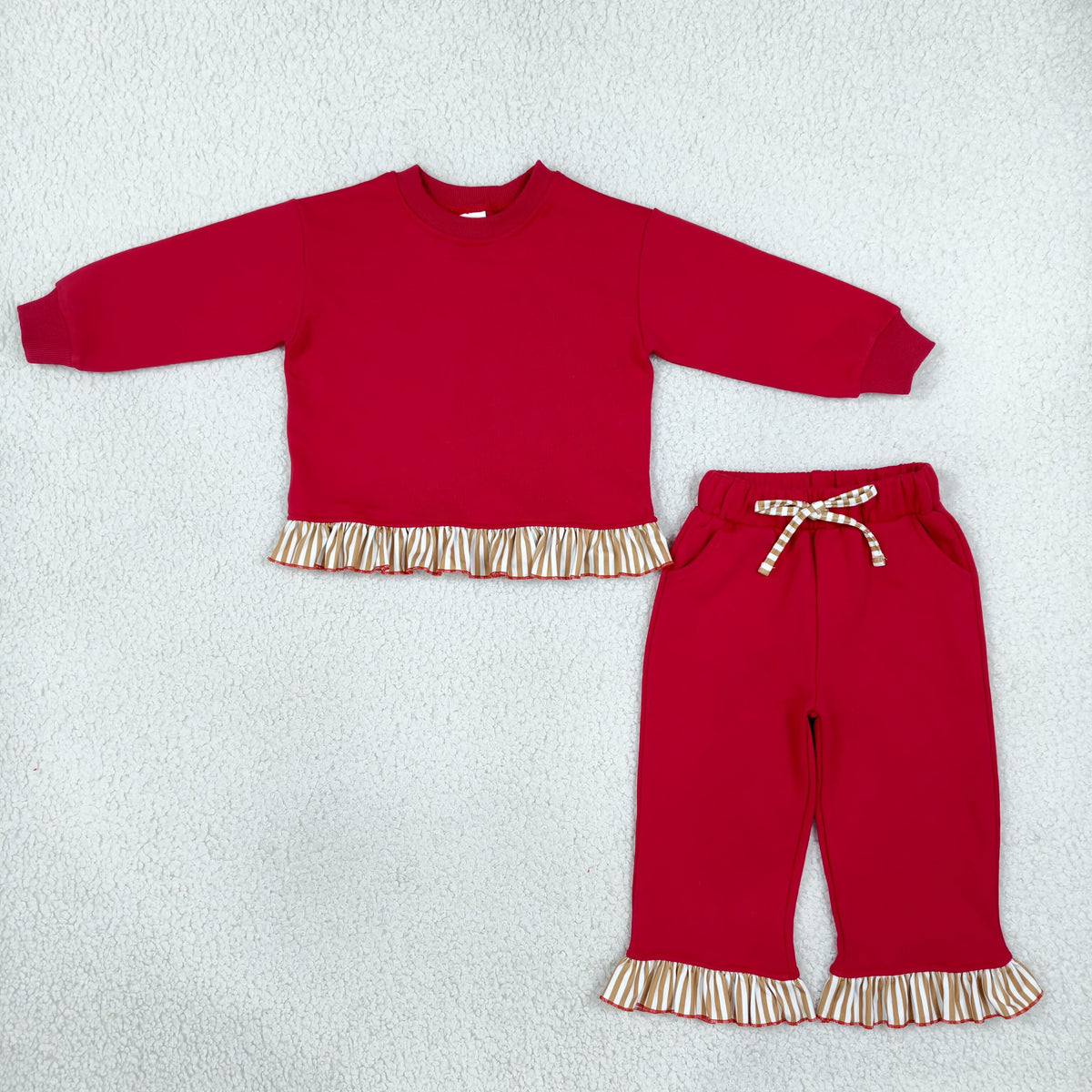 Sibling Baby Girls Kids Long Sleeves Shirts Pockets Pants Sets Sweatsuit‌ Cotton Clothes RTS