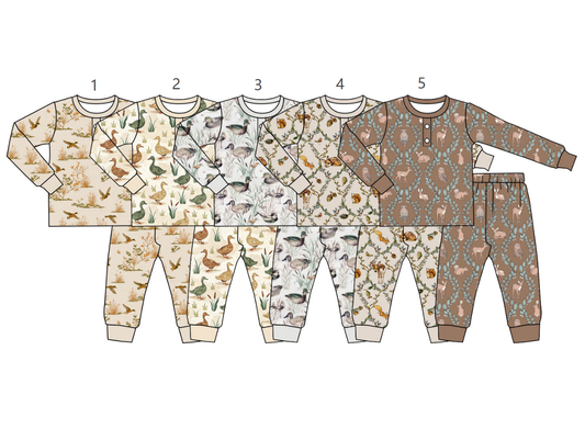 ( Moq 5 Each Style ) Sibling Baby Boys Kids Long Sleeves Deer Ducks Shirts Pants Sets Pajamas Clothes