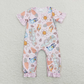 Sibling Baby Boys Girls Short Sleeves Dogs Flower Eggs Carrots Trucks Easter Romper Pajamas Sets RTS