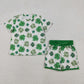 Baby Kids Short Sleeves Clovers Shirt Pockets Shorts St Patrick Green Set RTS