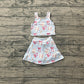 Baby Girls Kids Baseball Bows Tops Blue Skirt Shorts Yoga Summer Set RTS