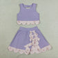 Baby Girls Kids Purple Sleeveless Tops Bows Skirt Shorts Yoga Clothes Set RTS