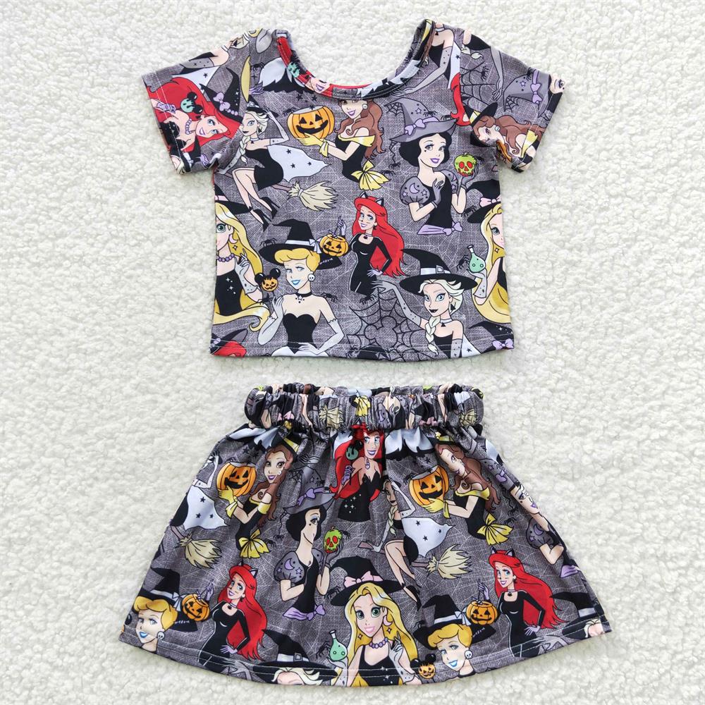 GSD0424 Halloween Baby Girl Short Sleeves Skirt Outfit