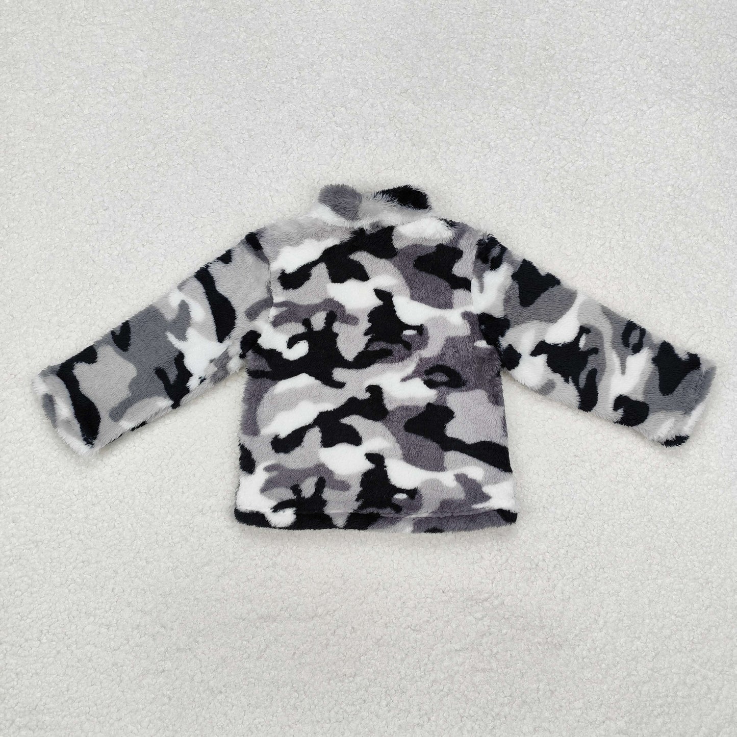 Baby Boy Long Sleeves Grey Camo Zipper Hunting Pullover Overcoat