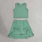 Sibling Baby Girls Kids Sleeveless Shirts Bows Skirts Shorts Yoga Active Sets Summer Clothes RTS