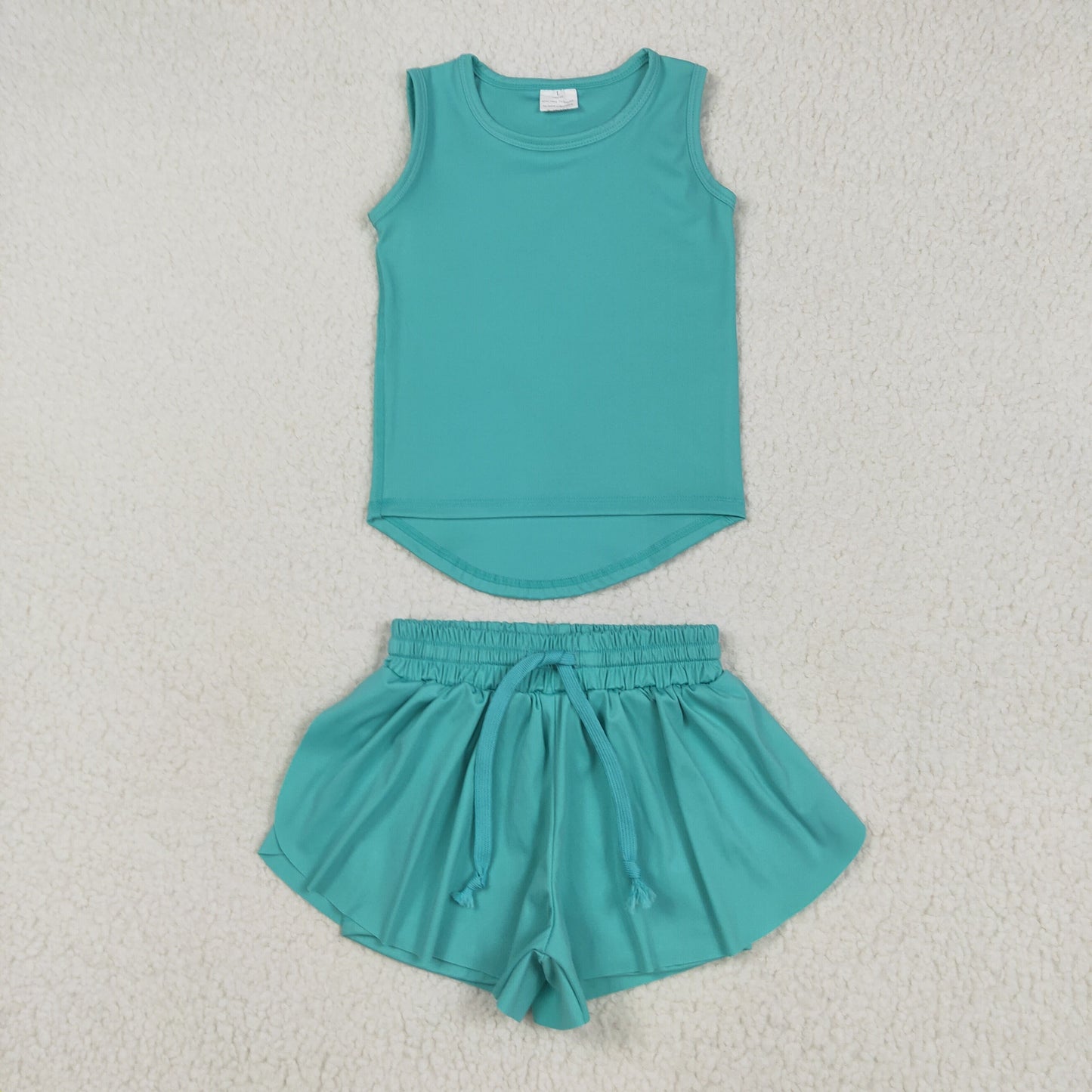 Baby Girl Sleeveless Green Vest Tops Skort Yoga Active Set RTS