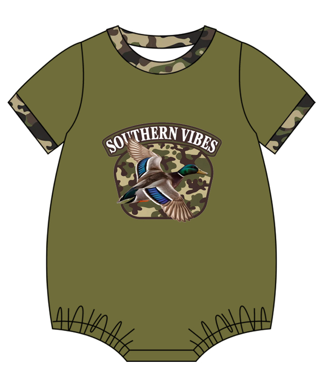 Baby Boy Girl Short Sleeves Ducks Camo Sibling Dress Romper Clothes Set ( Moq 5 Each style )12.4