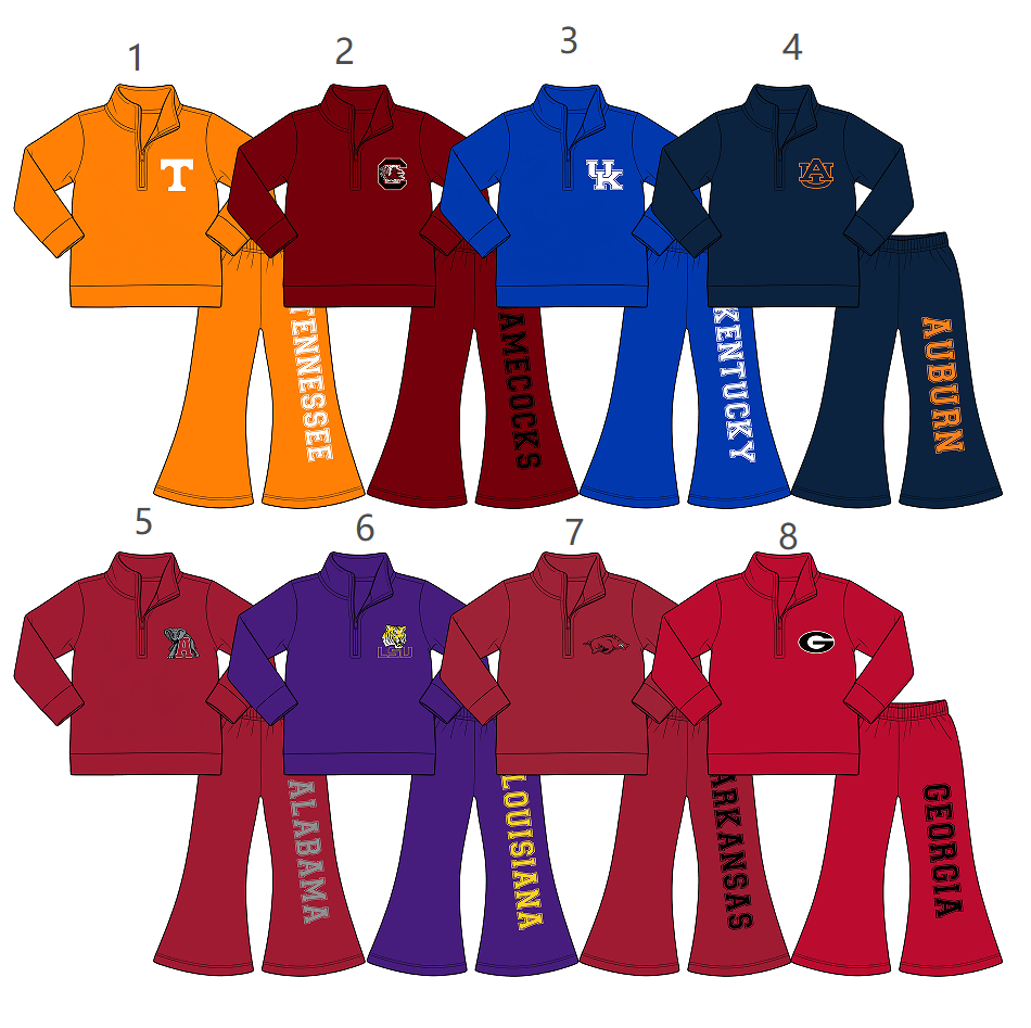 ( Moq 5 Each Style ) Sibling Baby Girls Kids Long Sleeves Zipper Shirts Bell Pants Sibling Team Sets Clothes
