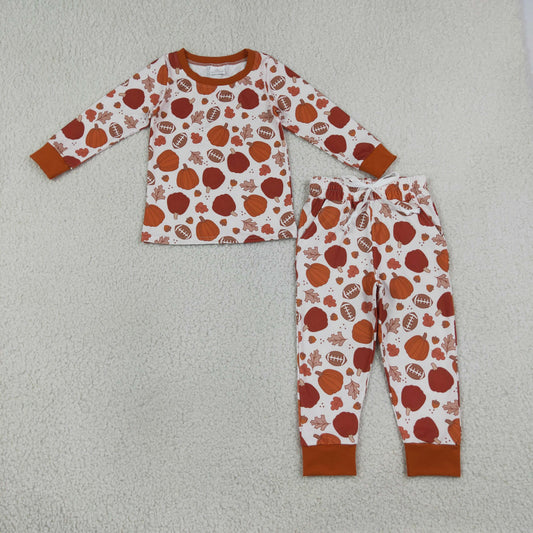 Baby Boys Kids Long Sleeves turkey Football Shirt Pockets Pants Set Fall Clothes RTS