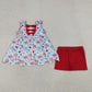 Baby Girls Kids Sleeveless Popsicle Flags Tops Red Shorts 4th of July Set RTS