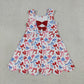 Baby Girls Kids Sleeveless Bows 4th of July Shorts Scallop Knee Length Dress RTS