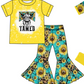 Baby Girl Short Sleeves Western Cow Sunflower Sibling Matching Romper Dress Clothes Set  11.11