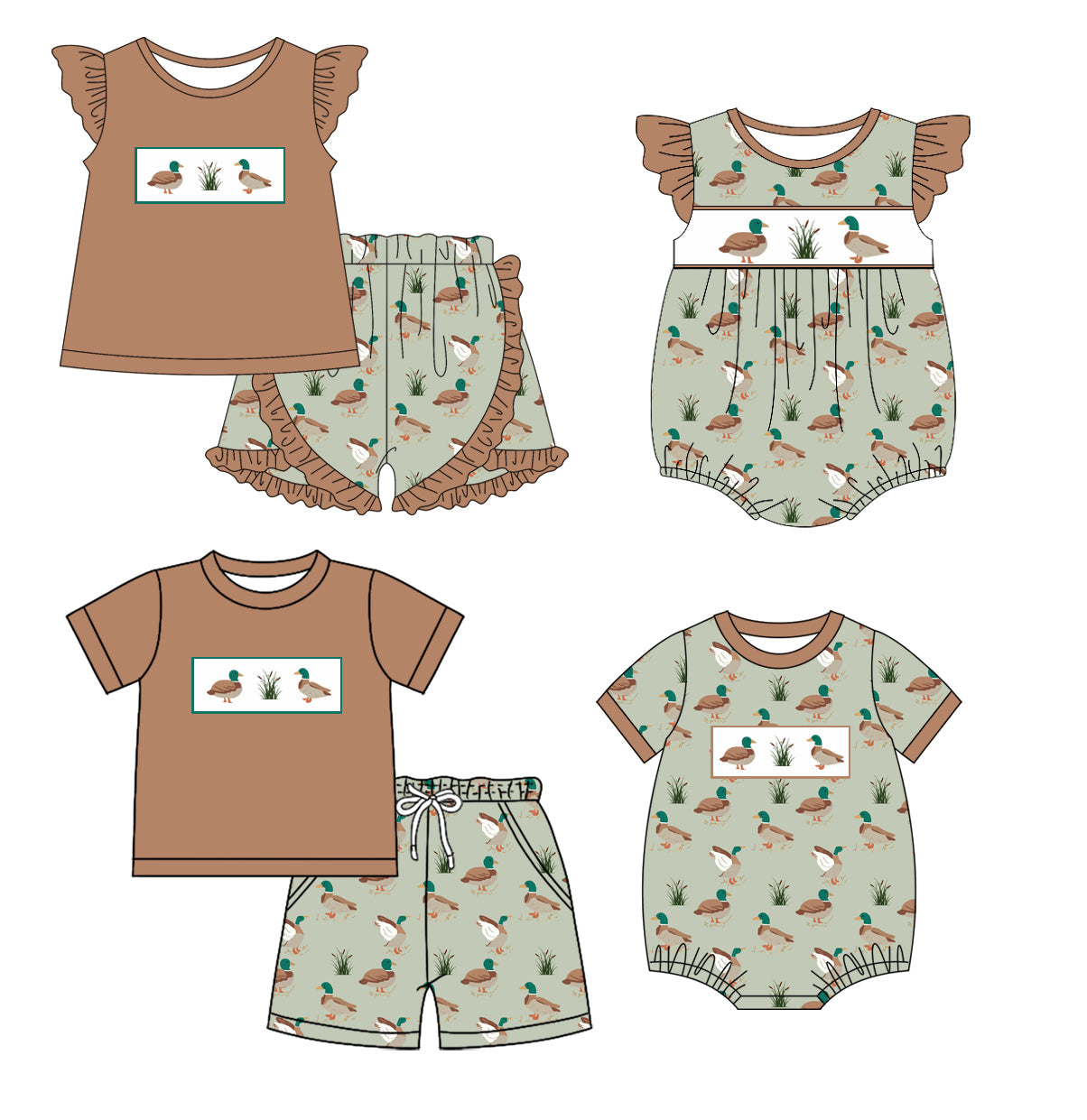 Baby Boy Girl Ducks Sibling Romper Set ( Moq 5 Each Style ) 1.18