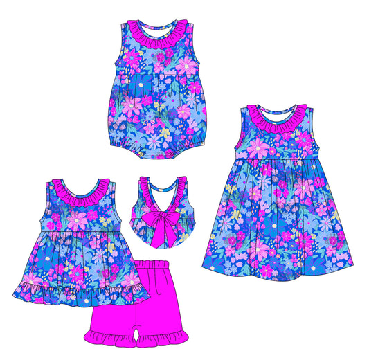 ( Moq 5 Each Style ) Baby Girl Sleeveless Flower Sibling Romper Dress Set 3.31