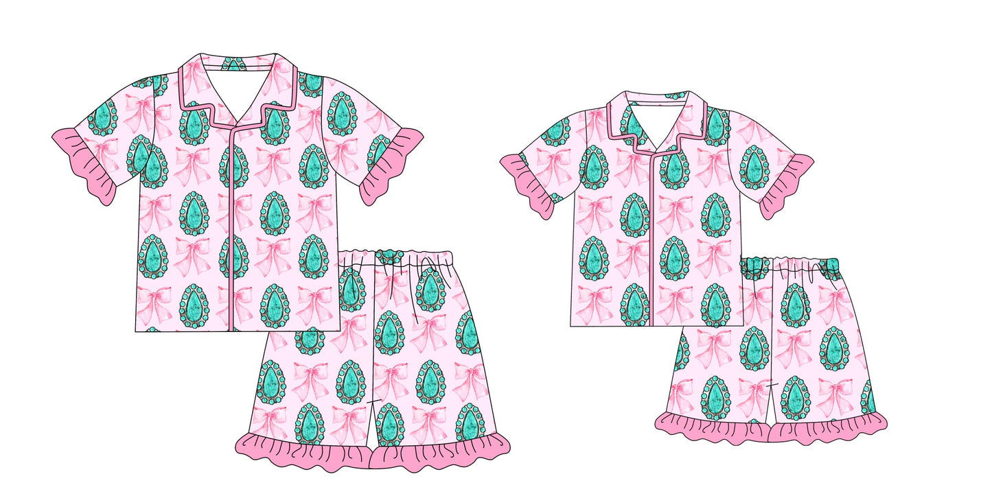 Baby Girl Toddler Adult Women Bows Sibling Family Pajamas Set ( Moq 5 Each Style ) 12.23