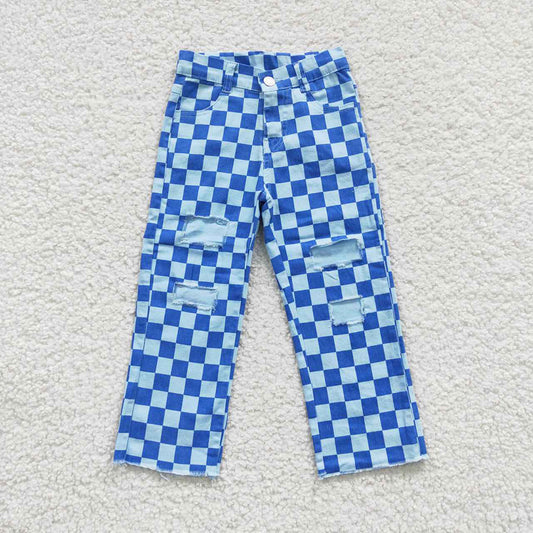 P0097 Baby Boy Checkered Denim Jeans Pants