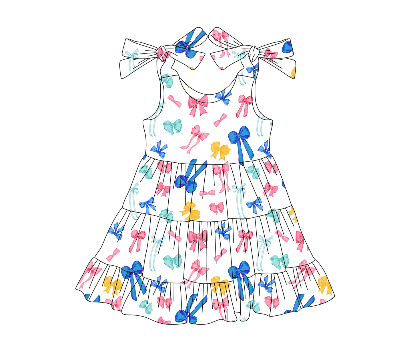 Baby Girl Toddler Colorful Bows Straps Dress ( Moq 5 Each Style ) 3.4