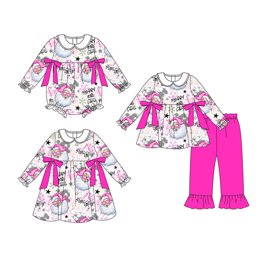 ( Moq 5 Each Style ) Baby Girl Toddler Santa Bows Christmas Sibling Romper Dress Set 8.11