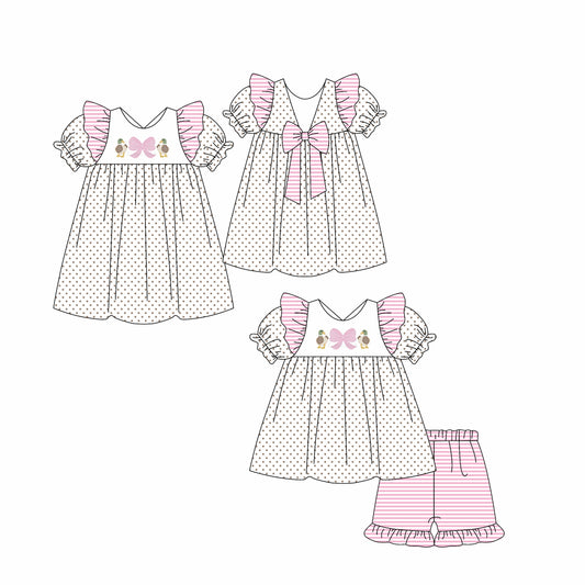 Baby Girl Ducks Bows Ruffle Sibling Dress Set ( Moq 5 Each Style ) 2.12