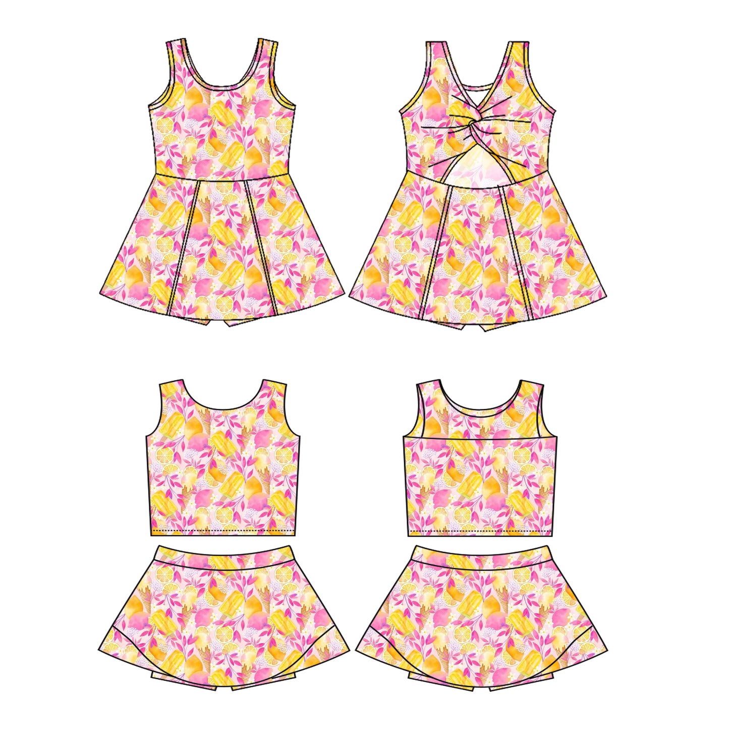 ( Moq 5 Each Style ) Baby Girls Kids Sleeveless Popsicle Sibling Dress Set