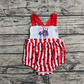 No Moq Pre-order July 4th Baby Girl Embroidery One Piece Stars Stripes Romper