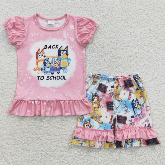 GSSO0360 Baby Girl Dogs Tops Shorts Summer Back To School Outfit