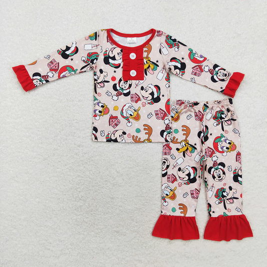 Baby Girl Christmas Deer Mouse Shirt Pants Pajamas Set