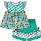 Baby Boy Girl Ducks Plaid Sibling Matching Green Dress Romper Clothes Set ( Moq 5 Each style )