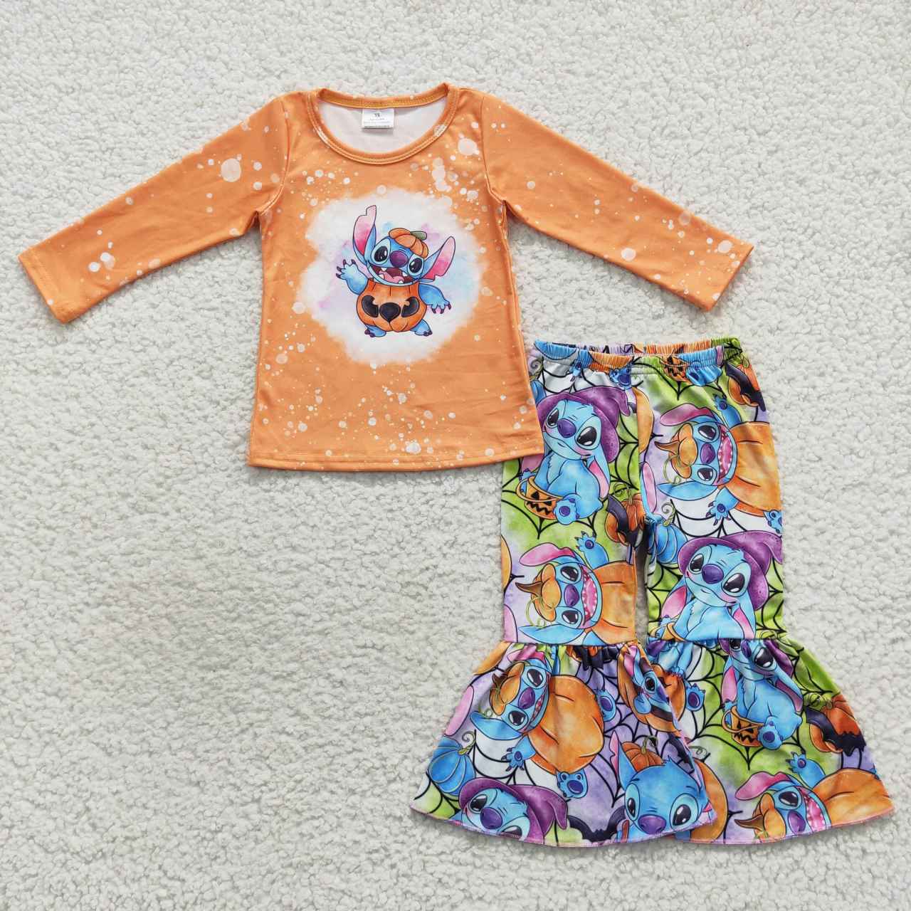 GLP0677 Baby Girl Halloween Long Sleeves Pumpkin Cartoon Pants Outfit