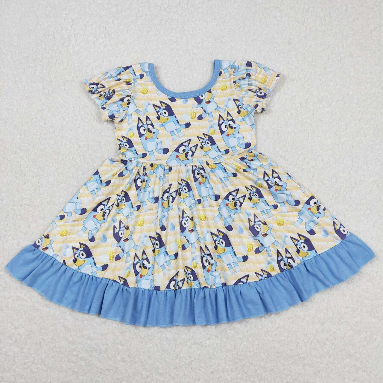 Baby Girl Easter Short Sleeves Eggs Dogs Dress