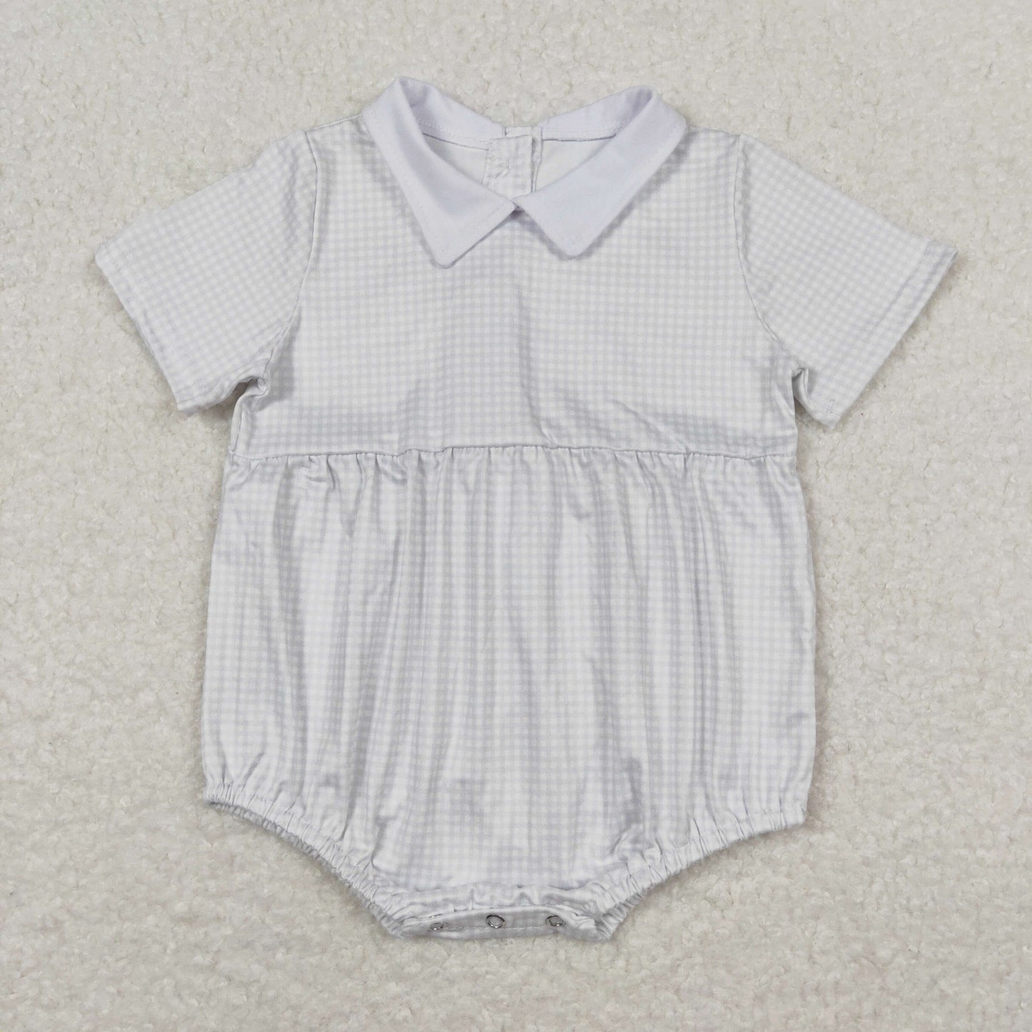 Baby Boy Short Sleeves Plaid Buttons Bubble One Piece Summer Romper