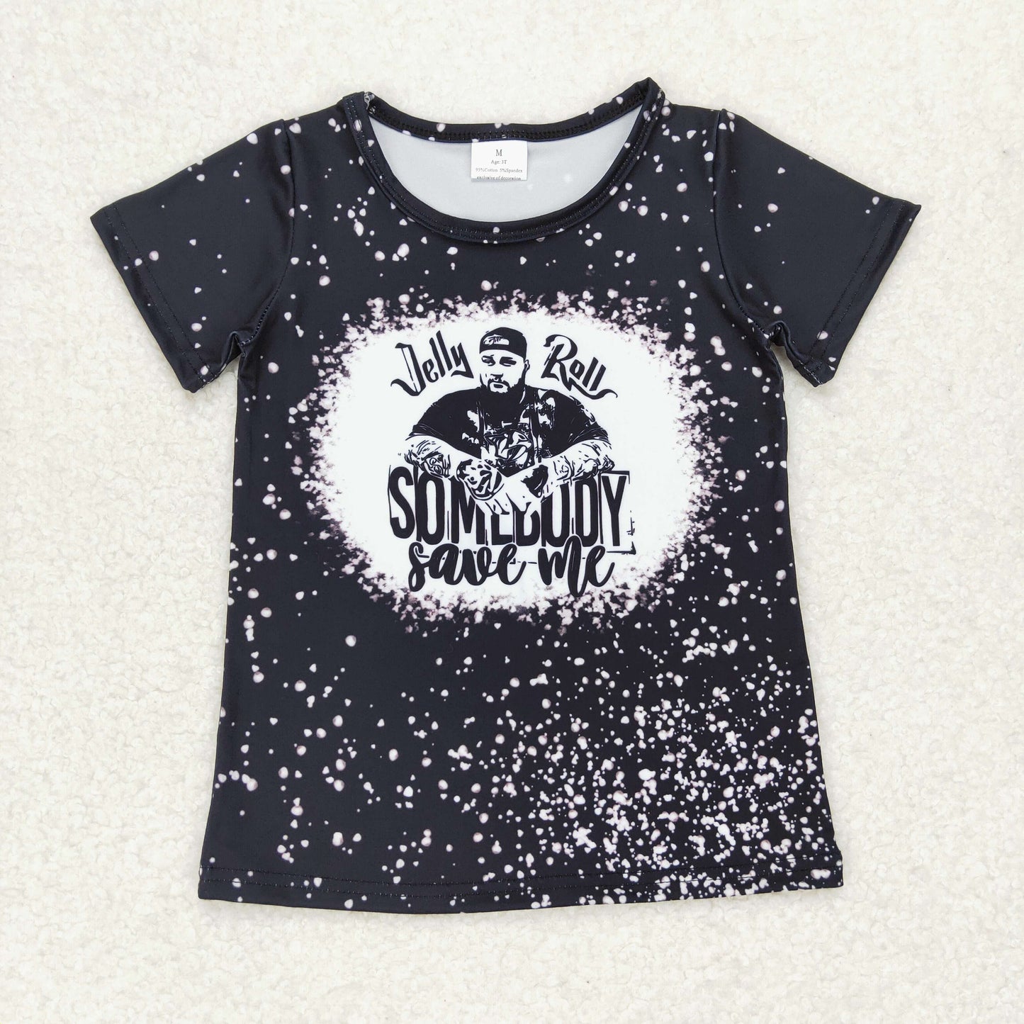 Baby Kids Black Short Sleeves Singer Shirt Tops