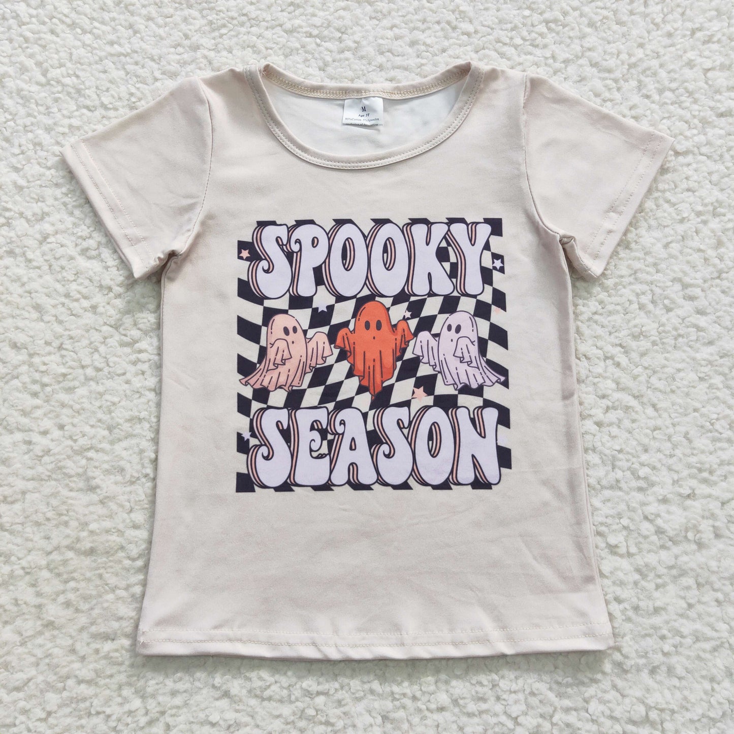 GT0231 Baby Girl Short Sleeves Halloween Ghost Tops