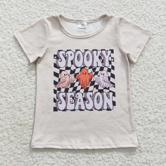 GT0231 Baby Girl Short Sleeves Halloween Ghost Tops