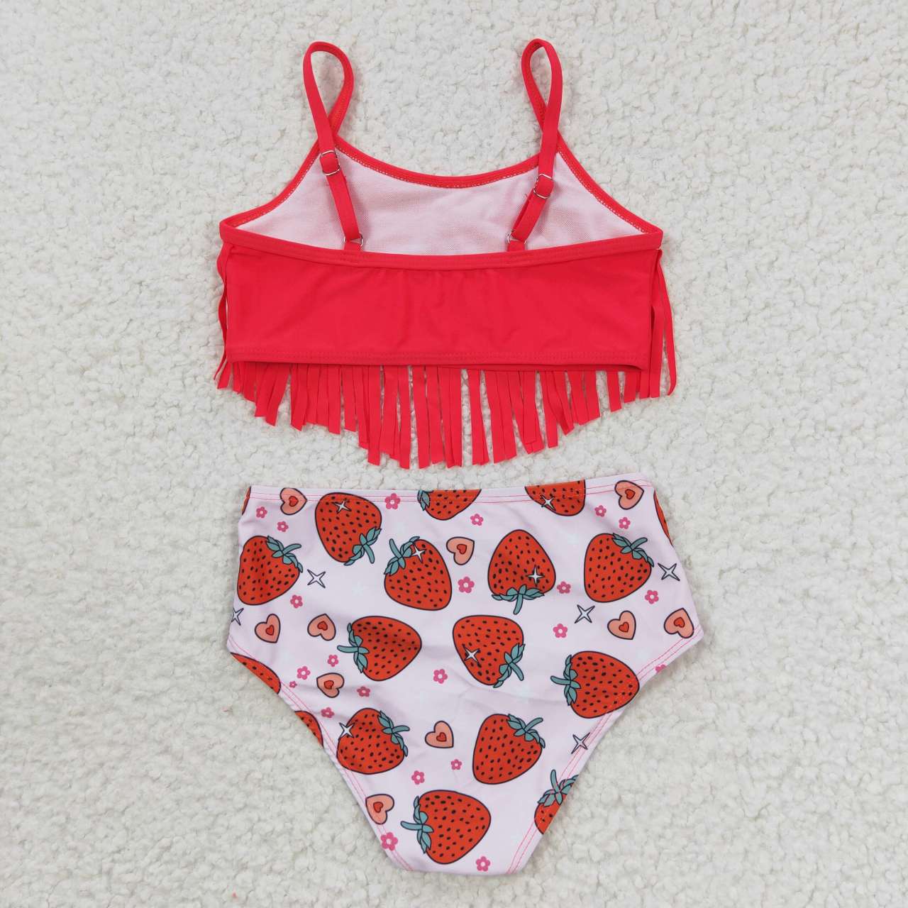 S0142 Baby Girl Strawberry Tassel Swimsuit Summer Bathing Suit Outfit