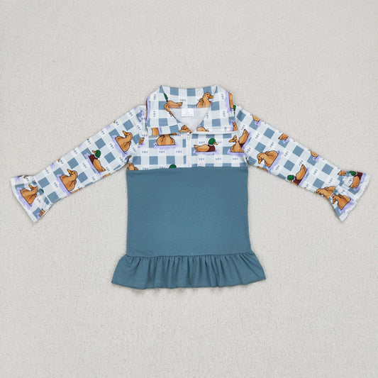 GT0308 Baby Girl Long Sleeves Ducks Zipper Pullover