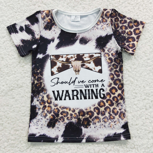 GT0194 Western Baby Kids Summer Short Sleeves Cow Leoprad Tops Shirt