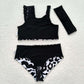 Baby Girl Bathing Suit Sleeveless Leopard Tops Shorts Set With Bow Swimsuit