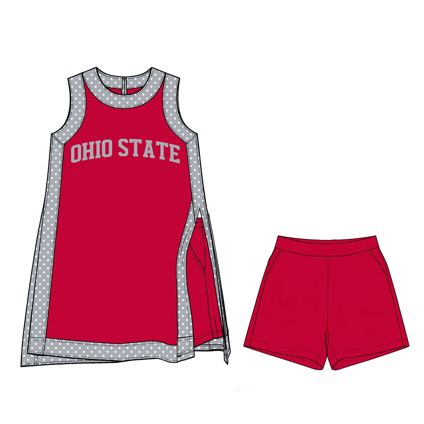 ( Moq 5 ) Baby Girls Kids Sleeveless Team Tops Shorts Team Set Clothes