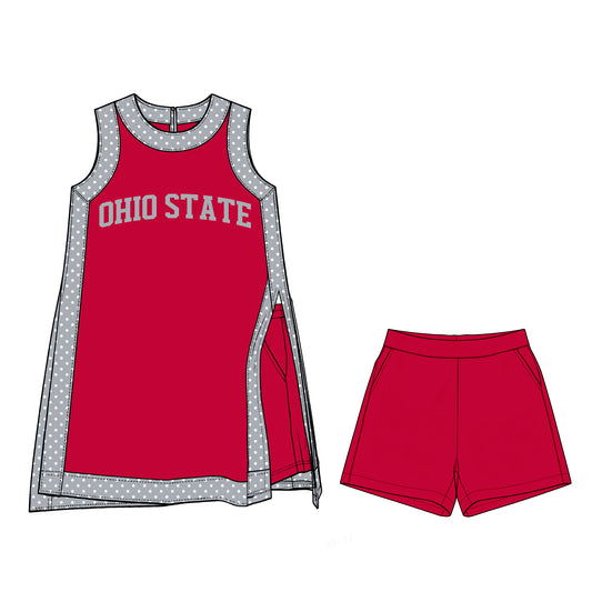 ( Moq 5 ) Baby Girls Kids Sleeveless Team Tops Shorts Team Set Clothes