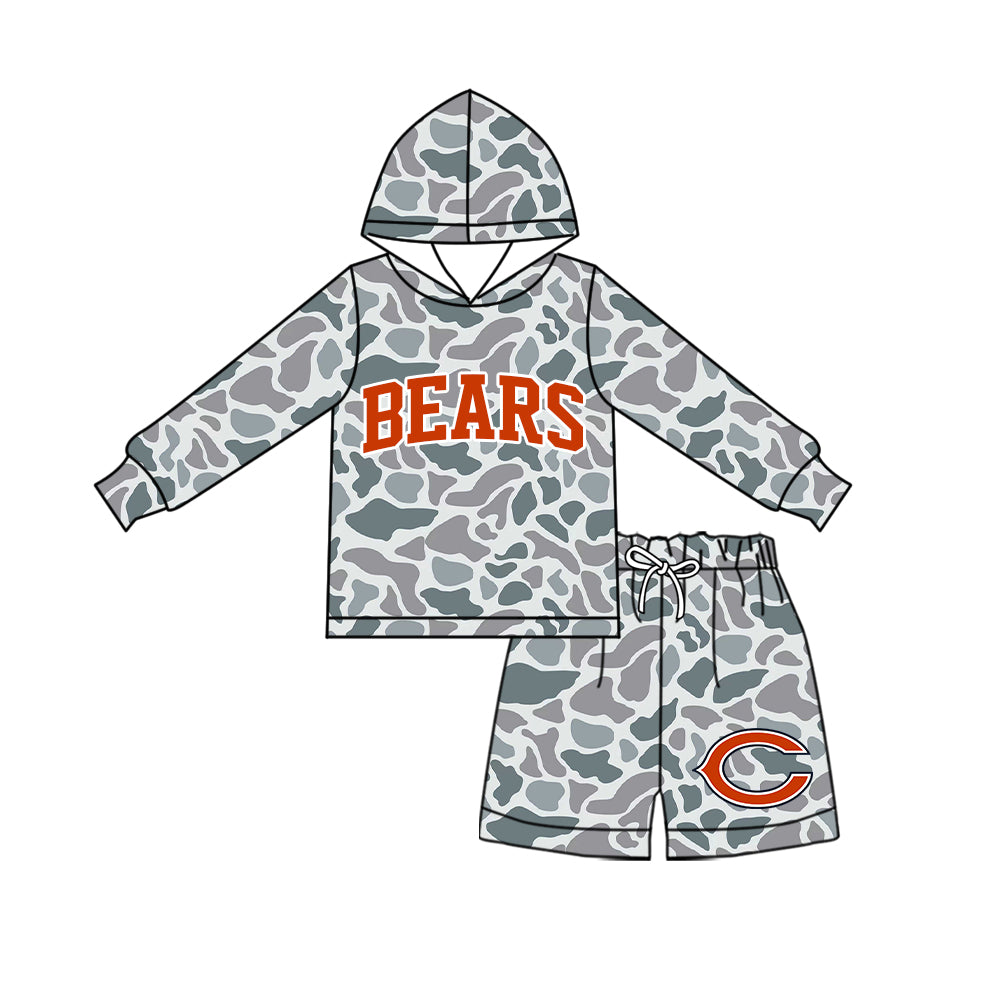 ( Moq 5 ) Baby Girls Kids Long Sleeves Hoodie Shirt Camo Shorts Team Set Clothes