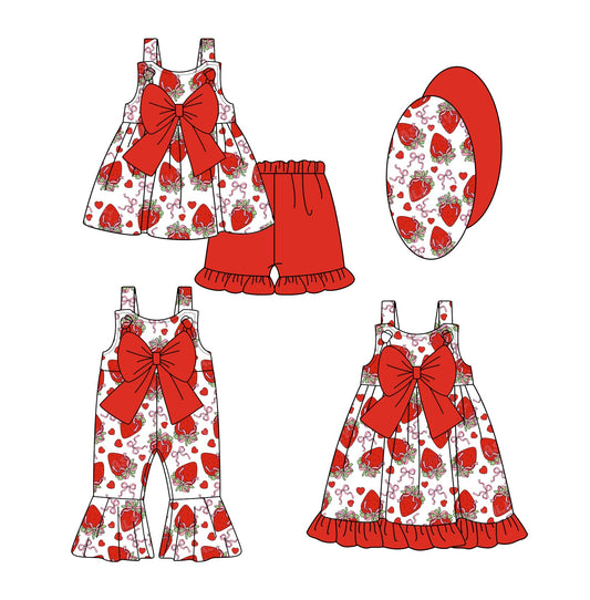 Baby Girl Strawberry Hearts Bows Sibling Dress Romper Set ( Moq 5 Each Style ) 1.3