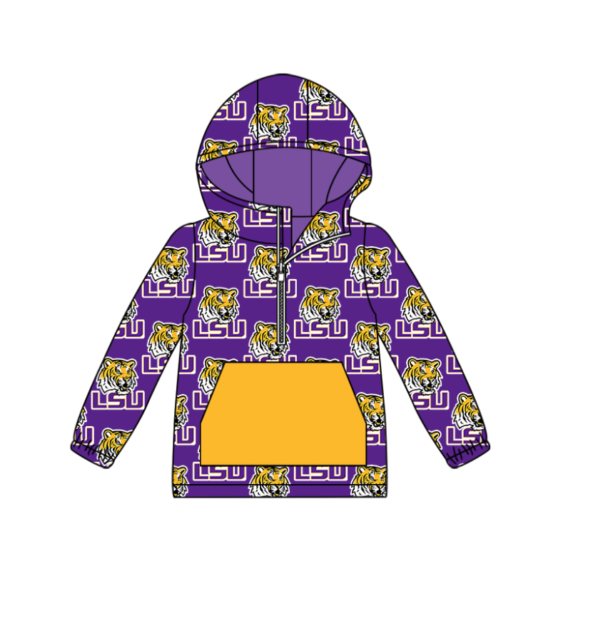 ( Moq 5 each style ) Baby Boy Girl Toddler Team Tiger Sibling Purple Dress Shirt Set 7.12