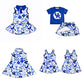 ( Moq 5 each style ) Baby Girl UK Blue Bows Sibling Dress Set 5.14