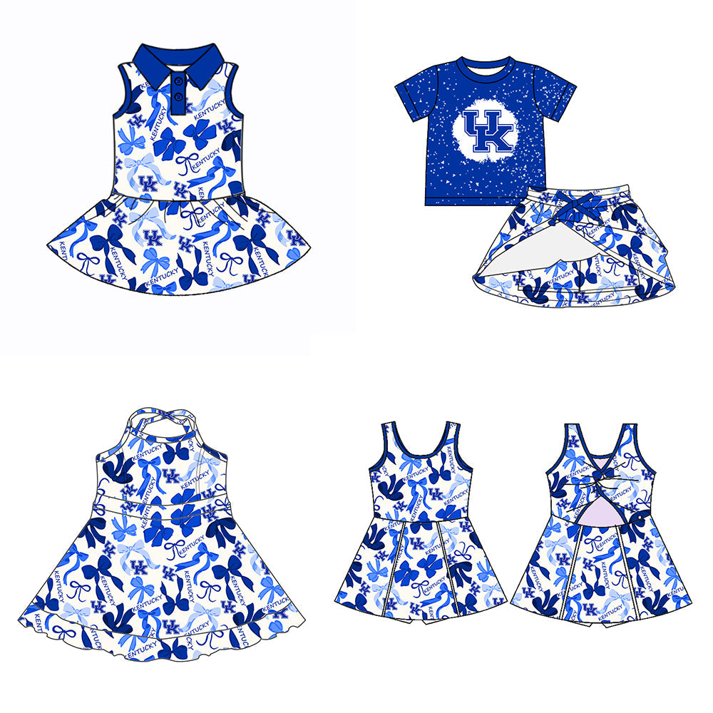 ( Moq 5 each style ) Baby Girl UK Blue Bows Sibling Dress Set 5.14
