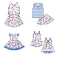 ( Moq 5 each style ) Baby Girl Toddler LR Team Bows ‌Sibling Dress Set